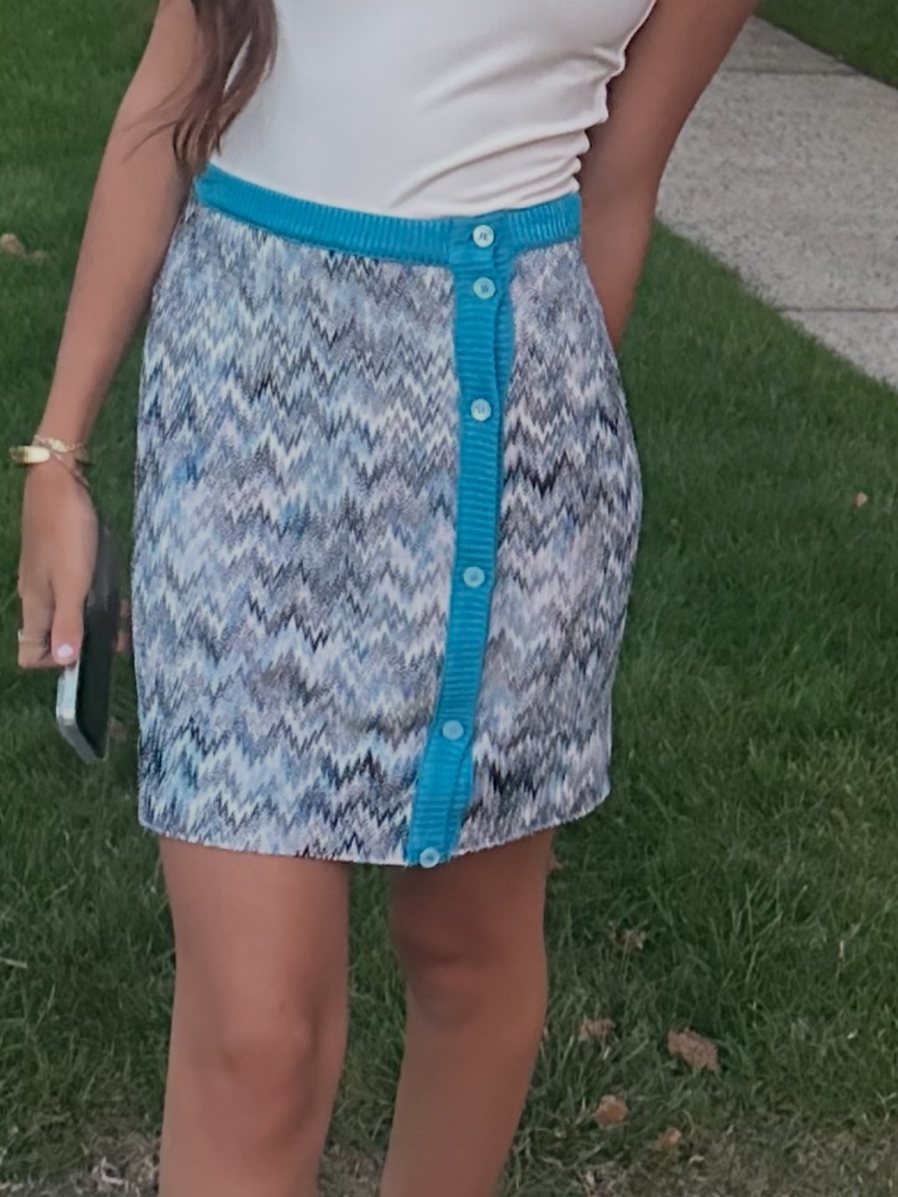 Missoni Chevron Knit Button-Trim Mini Skirt